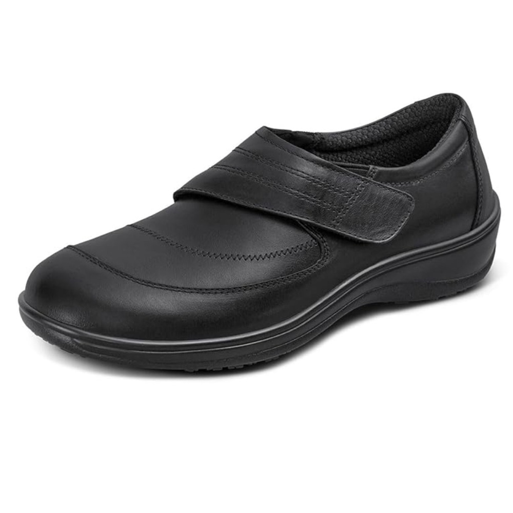 Orthofeet Black Comfort Loafers Hook and Loop closure Size 8 Wide